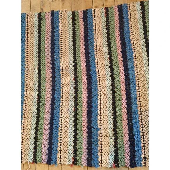 Antique Imported Swedish Hand Made Rag Rug Runner (31 x 112 ) As Shown